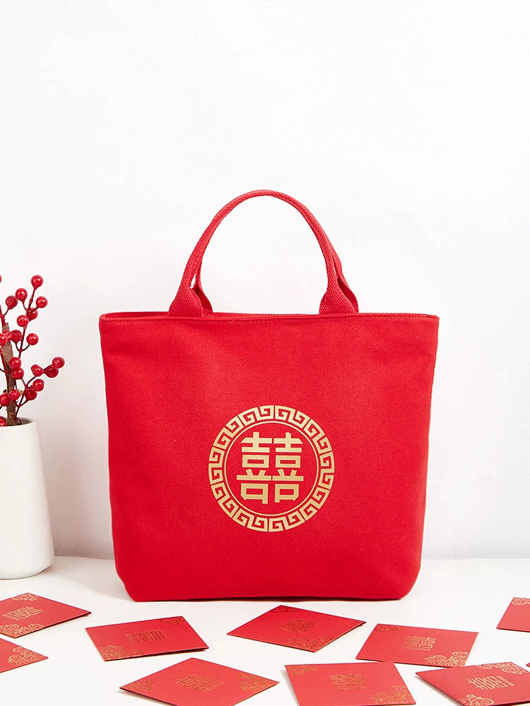 Red Bridal Wedding Tote Bag