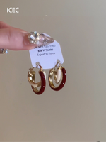 Load image into Gallery viewer, Niche Style Retro Wine Red Contrast Color Stylish Fall and Winter Ear Clip
