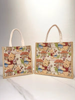 Load image into Gallery viewer, Linen Bag Women's Handbag 24 New Cartoon Pooh Large Capacity Totes Work Work Clothing Canvas Reticule
