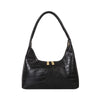 Niche Style Solid Color Patent Leather Glossy French Stick Shoulder Bag for Women