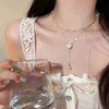 Niche Style Double Layer Women's Camellia Neck Pearl Necklace