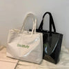 Japanese Style Transparent Waterproof One-Shoulder Canvas Bag for Work and Shopping