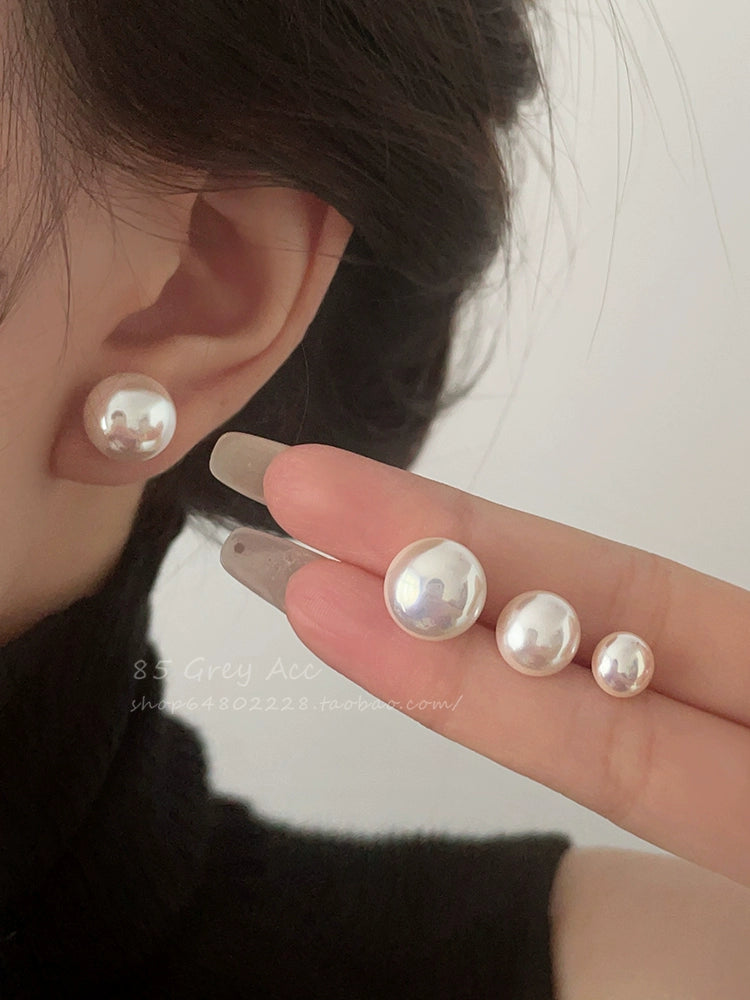 Accessible Luxury Steamed Bread Female 925 Silver Needle Niche Style Pearl Stud Earrings