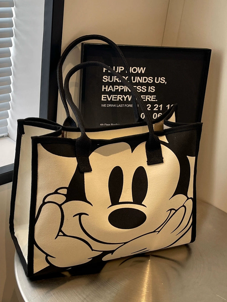 Travel Cartoon One-Shoulder Tote Bag for Going out Canvas Bag