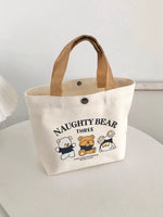 Load image into Gallery viewer, New Arrival Bear Canvas Bag Female Printed All-Matching Student Portable Work Hand Carry Lunch Bag Tote Bag Canvas Bag
