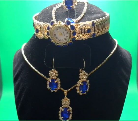 Royal Blue Sapphire & Crystal 5-Piece Grand Jewelry Set