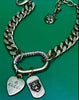 Vintage Gold "Gucci Style" Tiger Head & Heart Charm Curb Bracelet