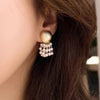 Round Metal Pearl Pendant Earrings European American Style Personalized Fashion Stud Earrings Ladies Girls Travel Accessories