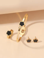 Load image into Gallery viewer, New style five-leaf flower bracelet earrings fashion jewelry set female personality
