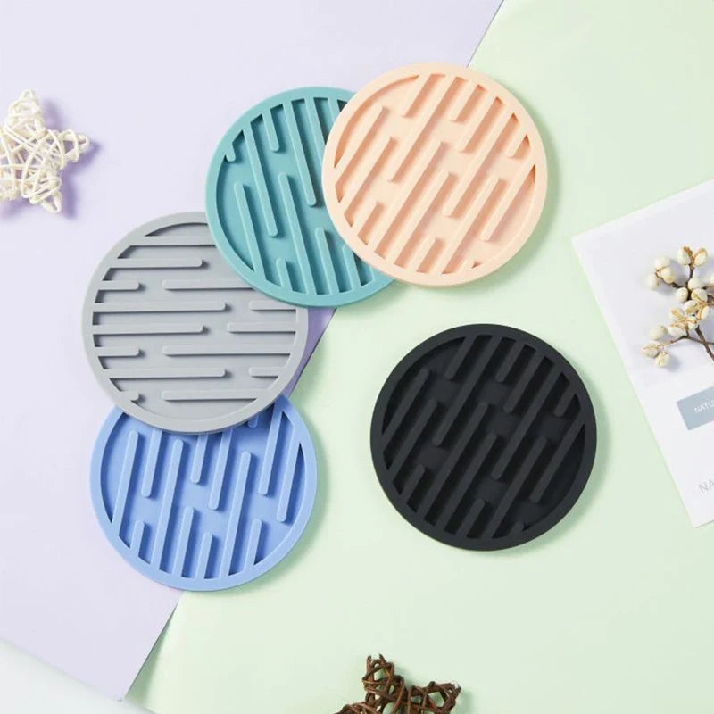 Food Grade Silicone Cup Coaster Tabletop Protection Slip Insulation Pad Glass Cup Mat Hot Drink Holder Home Kitchen Accessories