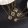 Stainless Steel & Copper Valentine's Day Necklace For Women Gold Color Heart Clear Cubic Zirconia Necklace Jewlery 40cm long