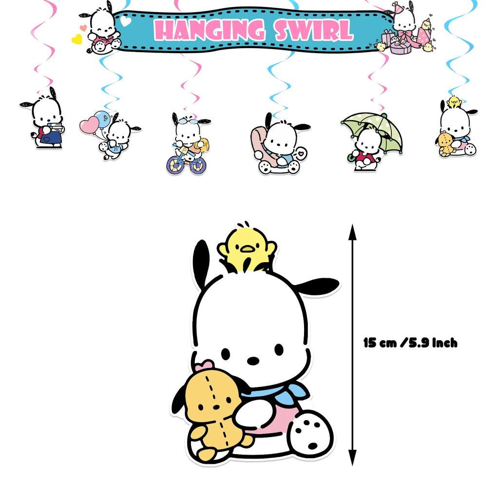 Sanrio Party Balloon Decoration Cute Pachacco Birthday Kids Theme Pull Flag Balloon Charm Cake Row Decoration School Supplies