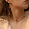 Stainless Steel U-Shape Thick Chain Necklace Bracelet Earrings For Women Fashion Statement Jewelry Set