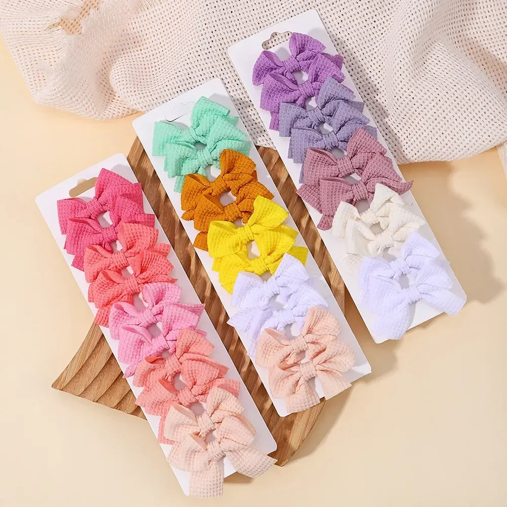 10Pcs/lot Solid Color Ribbon Baby Bows Hair Clips for Baby Girls Handmade Bowknot Hairpin MiNi Barrettes Kids Hair Accessories