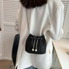 Women Luxury Shoulder Bag Solid Color Rhinestone Glittering Satchel Bag Drawstring Shinny Sling Purse Dinner Party Bag