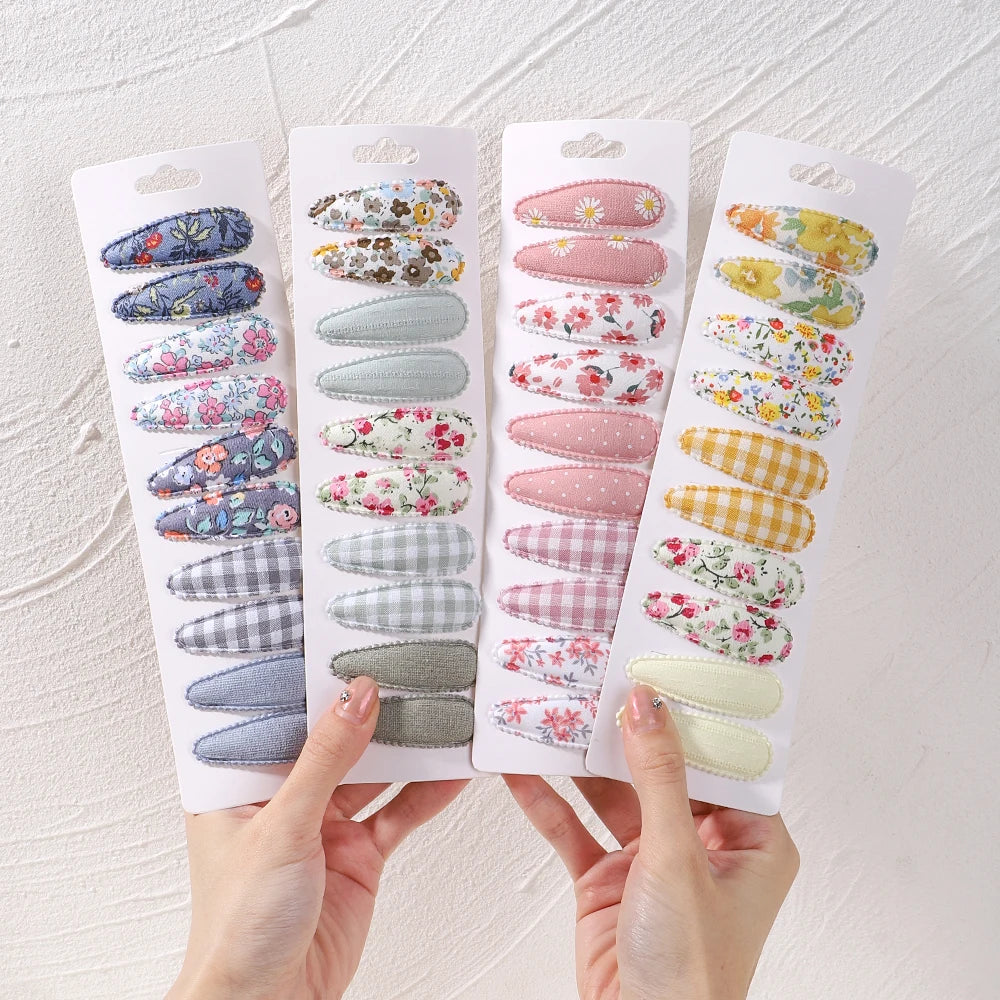 6/10Pcs Fashion Print Hairclips with Paper Jam Girl Waterdrop Broken Hair BB Clip Handmade Hairpin Headwear Kid Hair Accessories