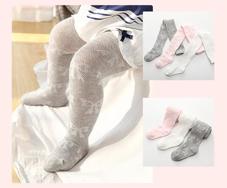 0-8Y Baby Girl Spring Summer Pantyhose Knitted Cotton Children Tights Thin Breathable Infant Toddler Stockings Kids Accessories