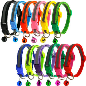Reflective Breakaway Cat Collar Neck Ring Necklace Bell Pet Supplies Safety Elastic Adjustable Reflective Collar Pet Products