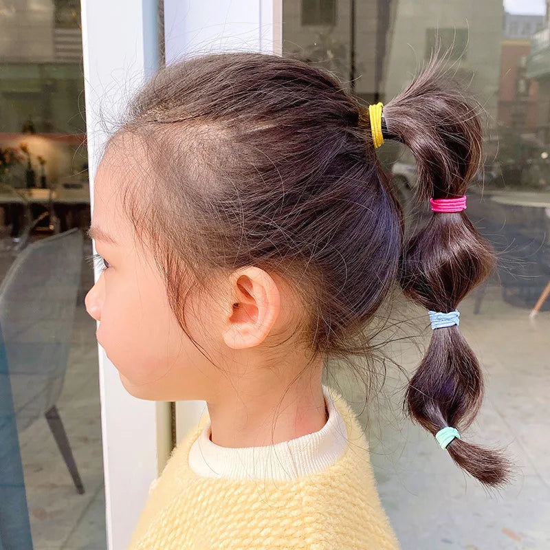 200/500pcs/Bag Girls Cute Colorful Basic Elastic Hair Bands Ponytail Holder Children Scrunchie Rubber Band Kids Hair Accessories