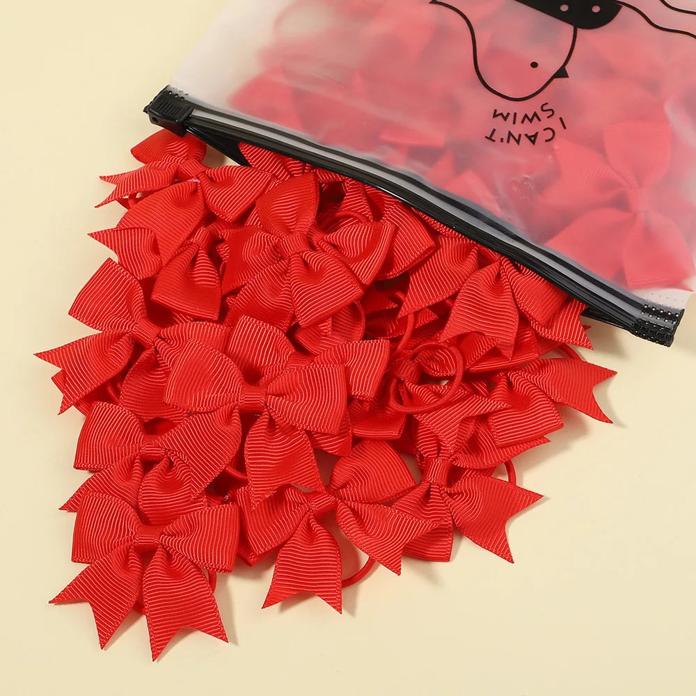 5/10/20Pcs Mini Solid Bows Elastic Hair Bands Kids Girls Small Rubber Band Hair Rope Ponytail Holder Headwear Hair Accessories