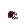 Retro Goth Style Red Rose Opening Rings for Women Punk Personality Crystal Flower Hollow Finger Ring Hip Hop Rock Party Jewelry