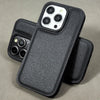 Luxury Black Faux Artificial leather Lychee pattern case For iPhone 12 13 14 15 pro max Hard back Silicone frame Cover