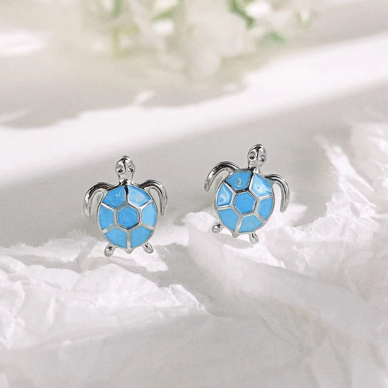 CAOSHI Cute Blue Turtle Earrings Fashion Elegant Lady Daily Accessories Fashion Dainty Animal Jewelry for Engagement Ceremony