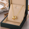 GD Luxurious Fashion Crystal Rhombus Necklace with Stainless Steel Ring Pendant Non Tarnish Gold Color Jewelry for Women