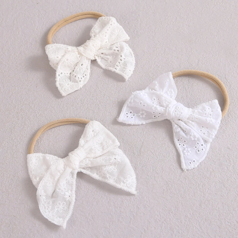 Headband for Baby Girls White Soft Lace Hair Bows Elastic Soft Seamless Hairband Newborn Kids Headwear Baby Hair Accessories
