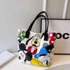 Disney Cute Donald Duck Large Capacity Mummy Bag Stitch Canvas Bag Women's Single Shoulder Simple Student Handbag School Bag