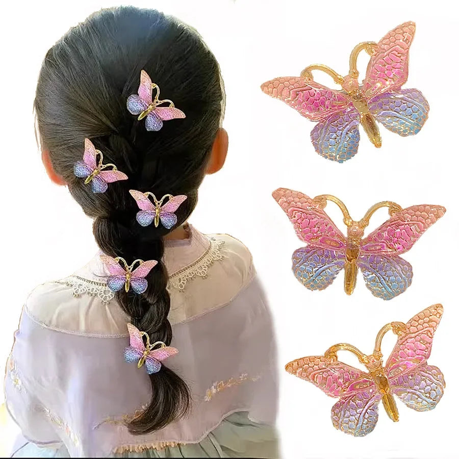 5PCS Sweet Stereoscopic Color Gradient Cute Baby Hairpins Kids Hair Clips Children Headwear Princess Barrette Girls Accessories