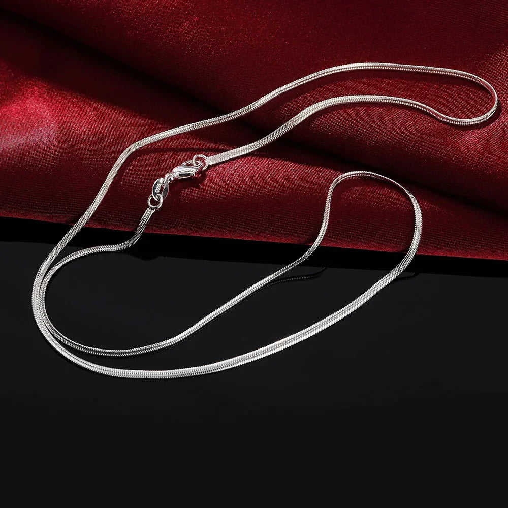 40 75cm length 925 sterling silver necklace 2mm charms wedding party flat snake chain  cute for women men fashion fit pendant