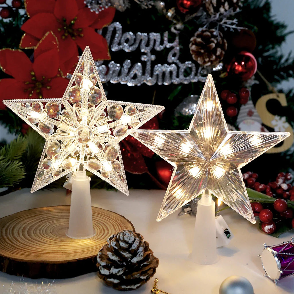 Merry Christmas Decoration LED Star Light Christmas Tree Pendant Ornaments for Home Decor Navidad New Year 2025 Gift Accessory