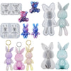 DIY Small Bears Resin Silicone Mold 3D Rabbit Mini Keychain Jewelry Epoxy Resin Mould for Car Accessories Home Decorations