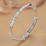 Load image into Gallery viewer, Silver Women's Full-blown Flowers Bracelet Delicate And Light Luxury Open Adjustable Bracelet Solid Bracelet Silver Jewelry
