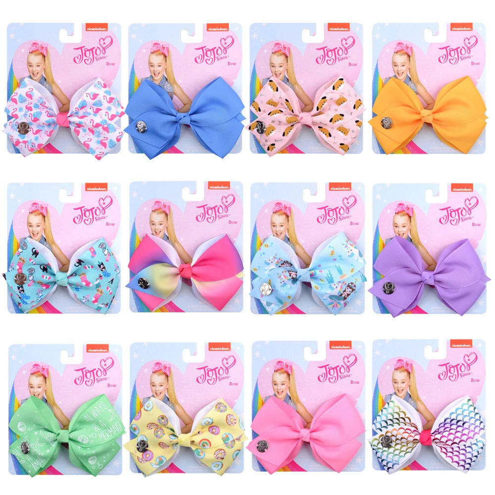 1 Pcs 4.5" jojo clip JoJo Bows Jojo Siwa Rainbow Printed Knot Ribbon Bow Hair Clip Children Hair Accessories  972-J