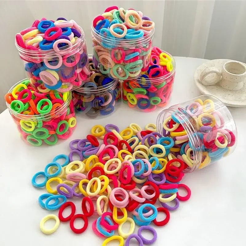 100/500pcs Small Colorful Rubber Hairbands Girls Kid Basic Nylon Ponytail Holder Scrunchie Ealstic Headwear Ties Accessories