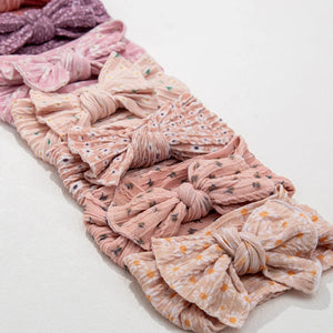 Print Nylon Baby Girl Headband Bow Topknot Daisy Flower High Elastic Hairbands DIY Kids Accessories Fashion Infant Headwraps