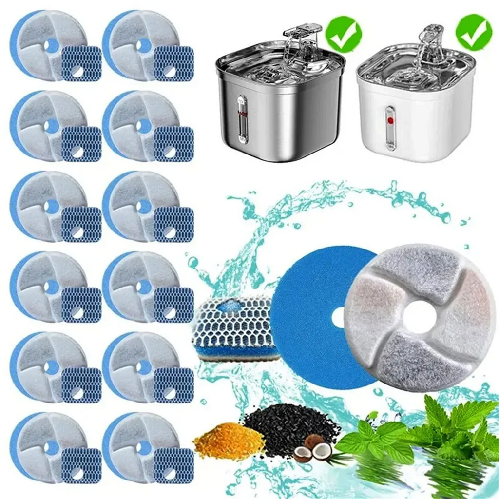 12PCS Replacement Filters for Cat Dog Fountain Pet Cat Water Drinker Clean Accessorie Replaced Carbon Filter Element