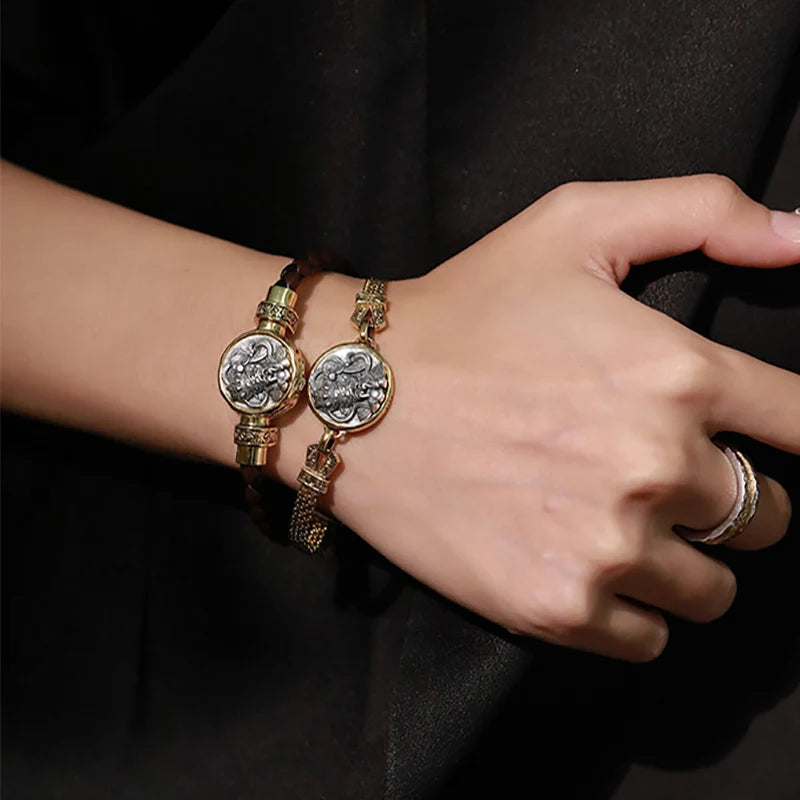 Foxanry Silver Color Portrait Pattern Bracelet For Women Couple Trendy Vintage Ethnic Creative Personality Birthday Jewelry Gift