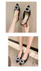 Beige Heeled Sandals Clear Shoes 2023 Women's Black Rhinestone Medium Pointed Closed New Spring Gladiator Block Girls