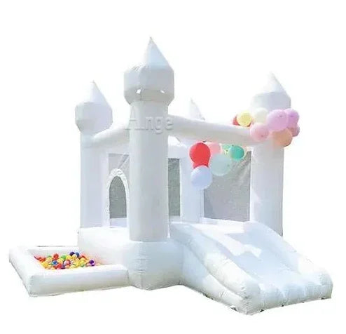 Pretty hot-selling mini white wedding indoor outdoor kid playing toy white inflatable castle bounce house