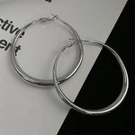 Load image into Gallery viewer, 2024 New Trendy Silver Color Big Circle Hoop Earrings for Women Exaggerated Metal Geometric Smooth Round Earrings Jewelry Gift

