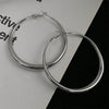 2024 New Trendy Silver Color Big Circle Hoop Earrings for Women Exaggerated Metal Geometric Smooth Round Earrings Jewelry Gift