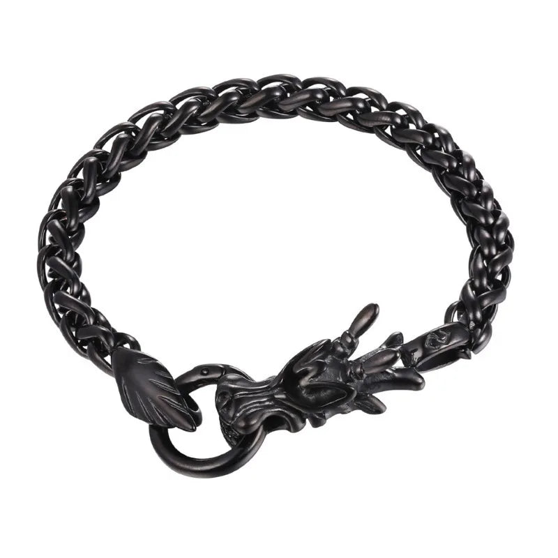 Fashion Stainless Steel Chinese Dragon Bracelet for Men Women Vintage Dragon Design Accessaries Hot Sale Birthday Jewlery Gifts