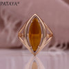 PATAYA Women 585 Rose Gold Color Dark Brown Cubic Zircon Stone Wedding Rings Earring Pendant Necklace Set Fashion Jewelry 2023