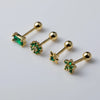 CCFJOYAS 1 pair of 925 Sterling Silver Green Zircon Gold Stud Earrings Women Piercing Clips Wedding Crystal Jewelry Wholesale