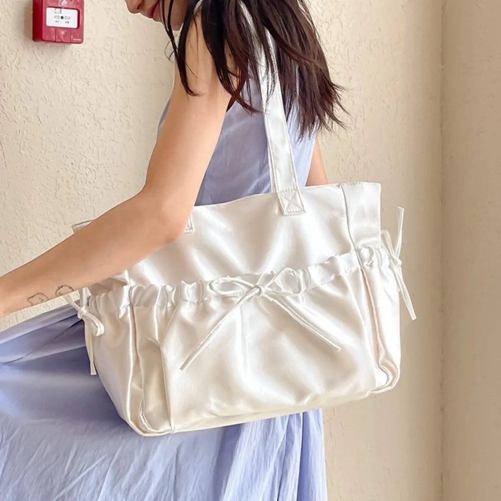 Trendy Bowknot Handbag Shoulder Bag Large Capacity Casual Tote Bag Underarm Bag Daily Commuting Bag Travel Beach Bag