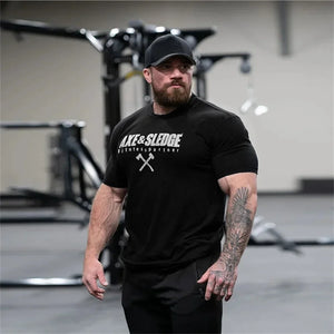 New summer sports Men Loose T-shirt cotton fashion Oversized male Tee Shirt Gym Running Streetwear Fitness T-shirt men clothing