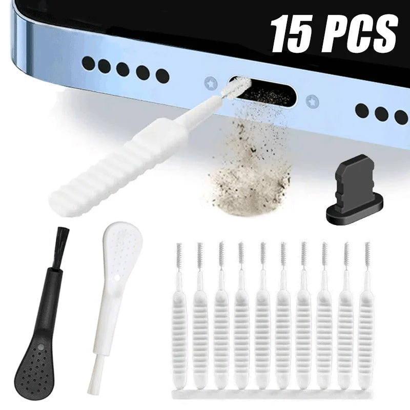 Universal Dust Plug Mobile Phone/Headphones/Speaker Dustproof Cleaning Tools for iPhone Charge Port Protector Cleaning Brush Set